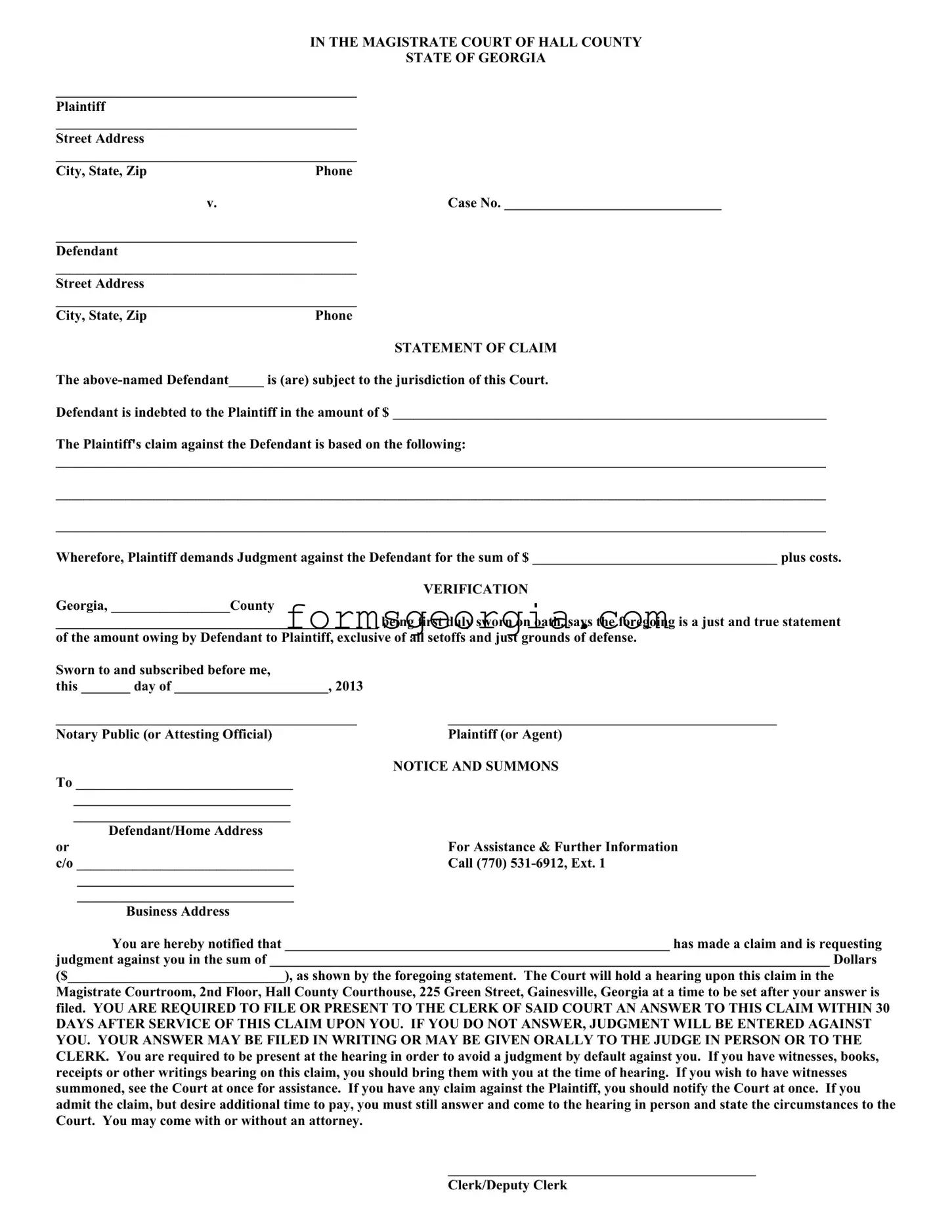 Fill a Valid Fulton County Georgia Writ Of Template
