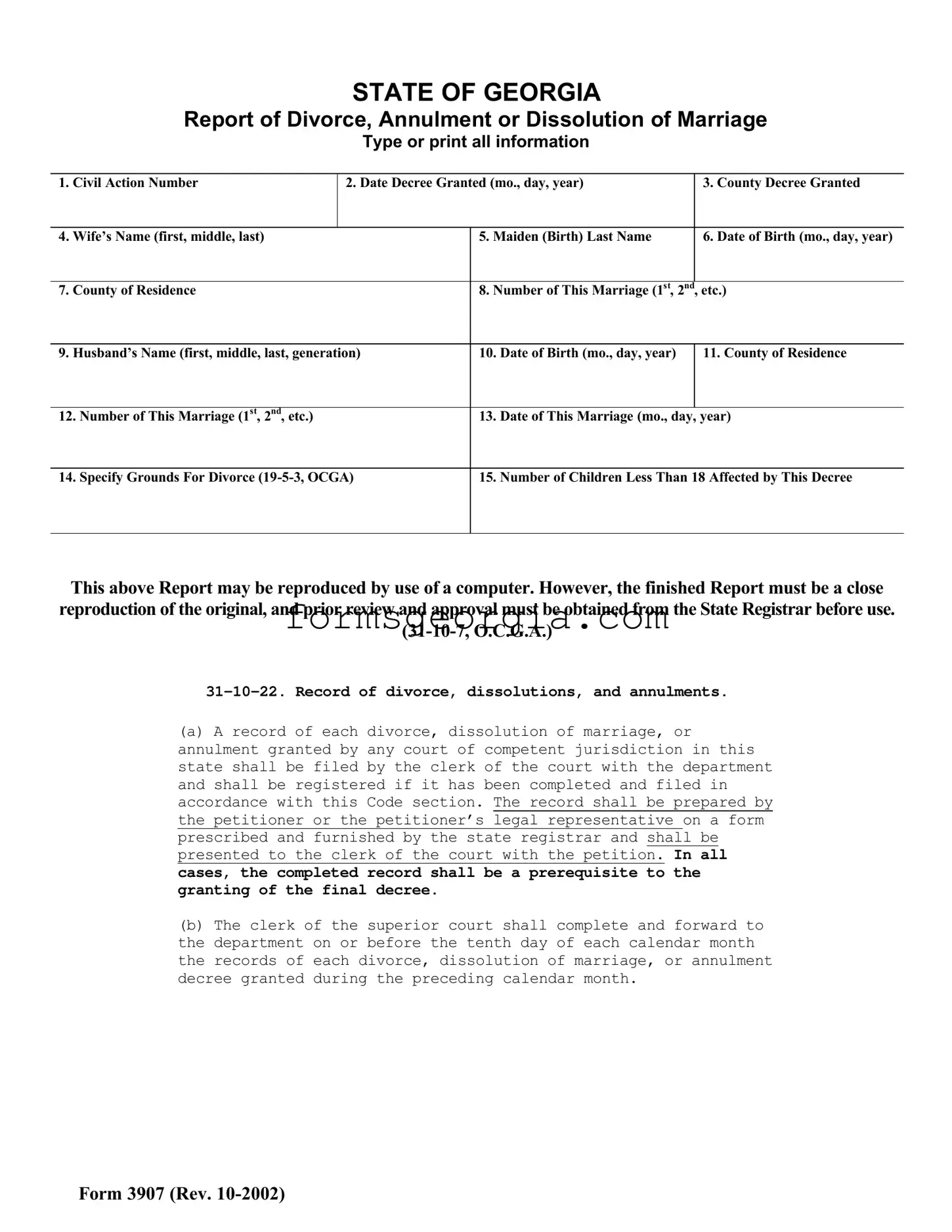 Fill a Valid Georgia 3907 Template