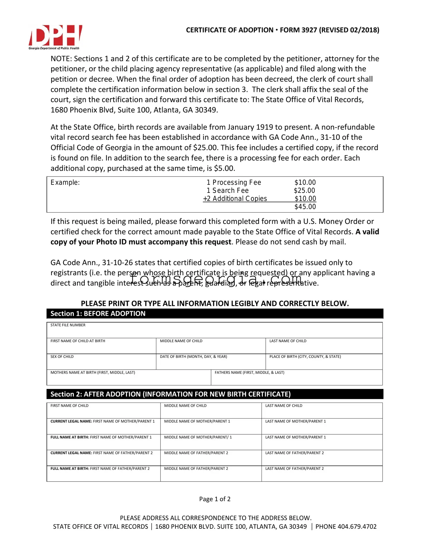 Fill a Valid Georgia Adult Adoption Petition Template