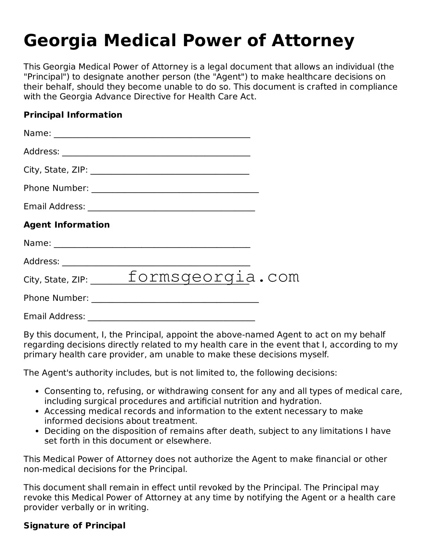 Attorney-Approved Georgia Medical Power of Attorney Template