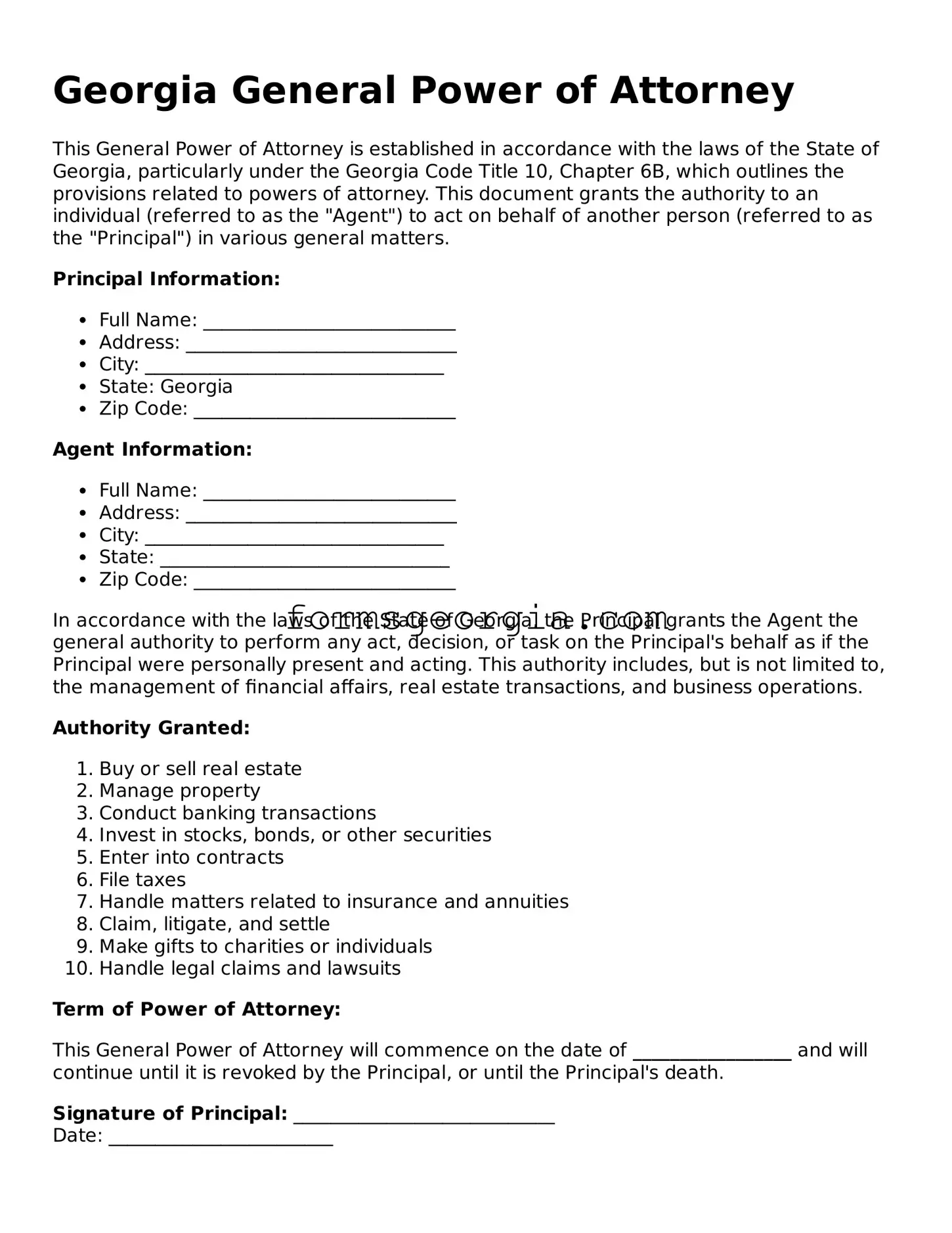 Attorney-Approved Georgia General Power of Attorney Template