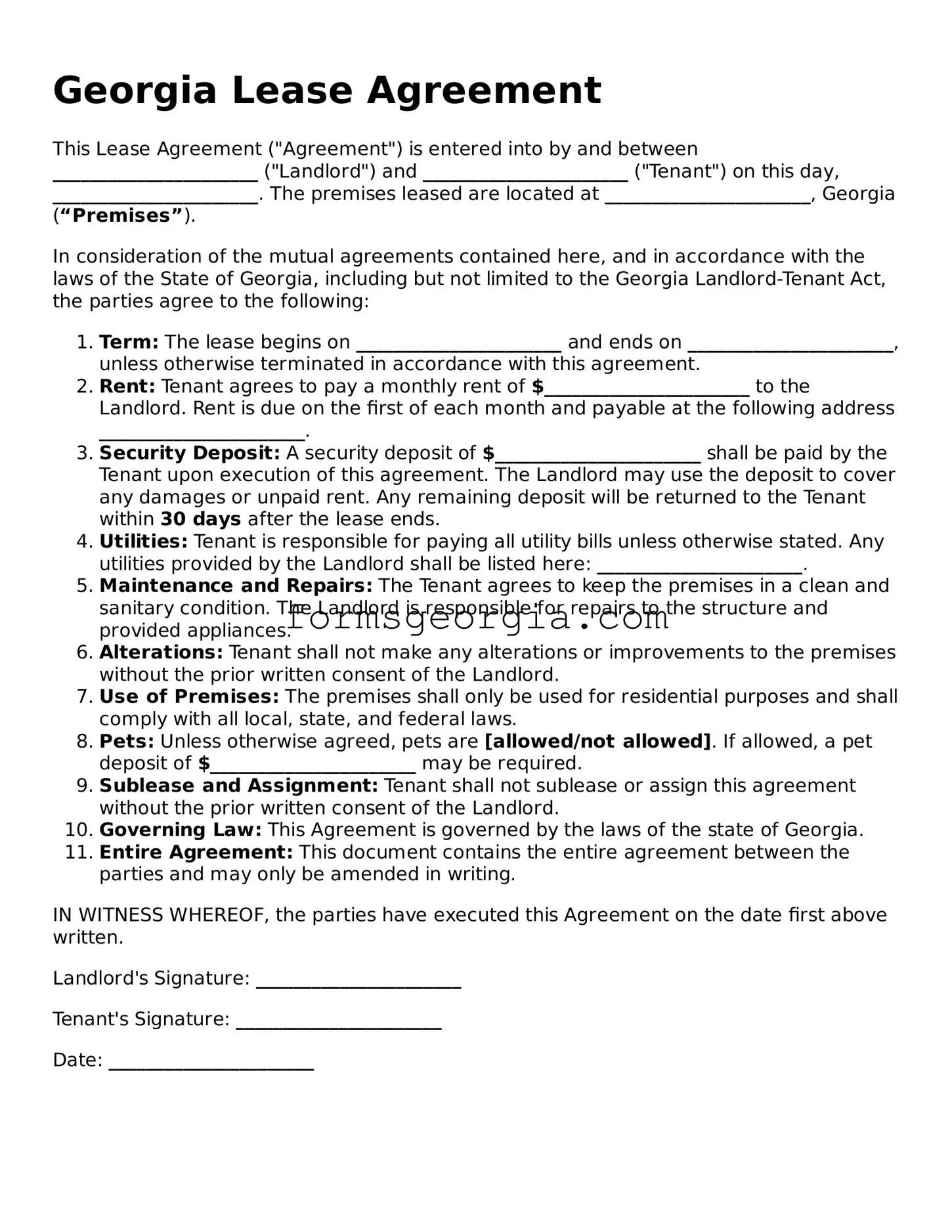 Attorney-Approved Georgia Lease Agreement Template