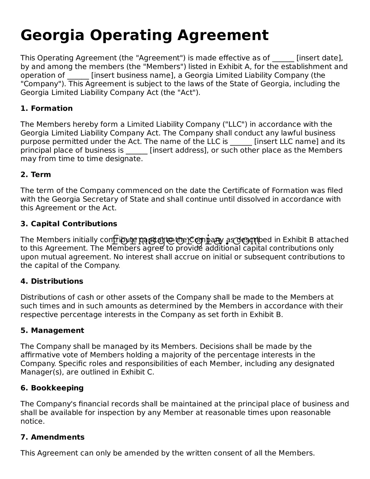 Attorney-Approved Georgia Operating Agreement Template