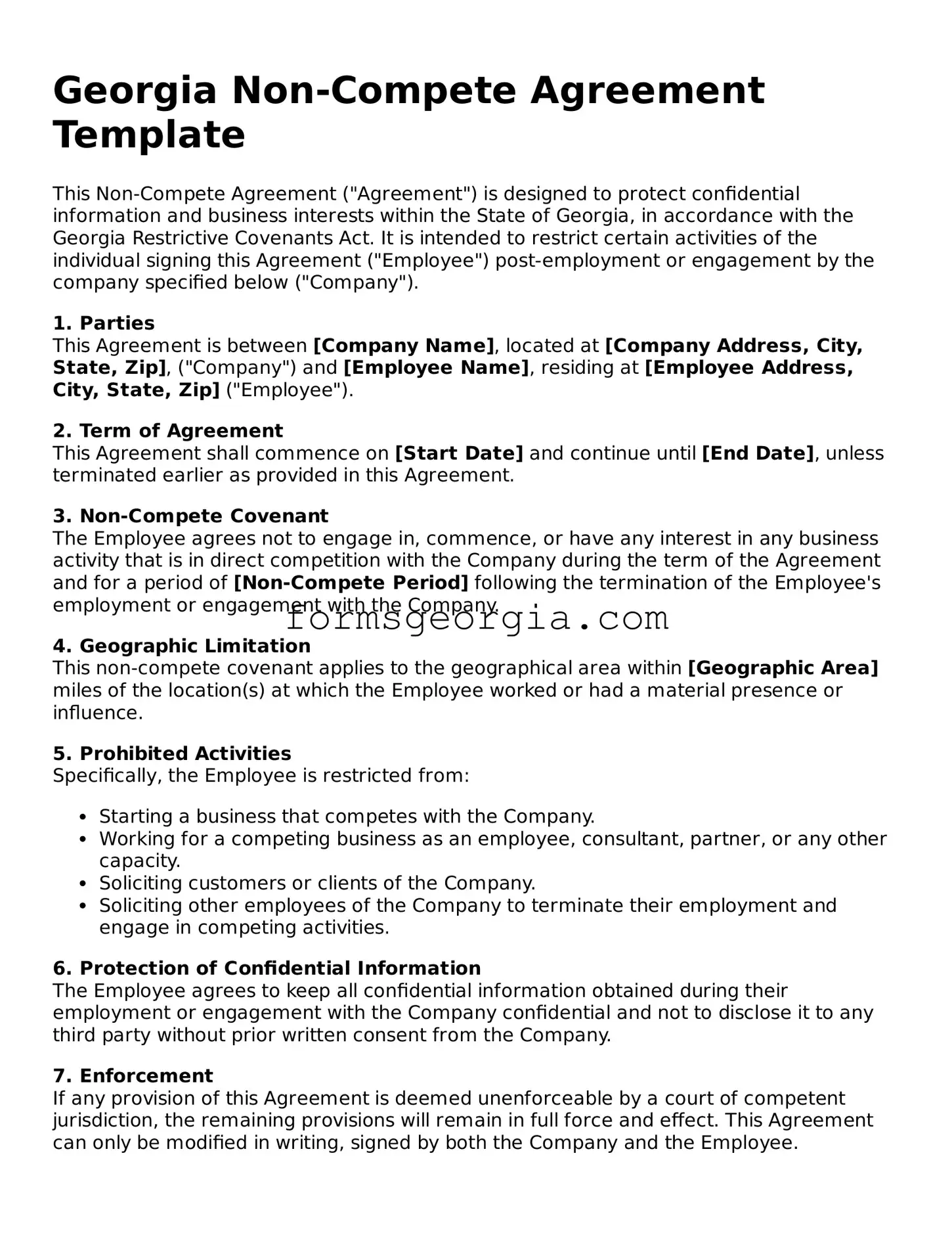 Attorney-Approved Georgia Non-compete Agreement Template