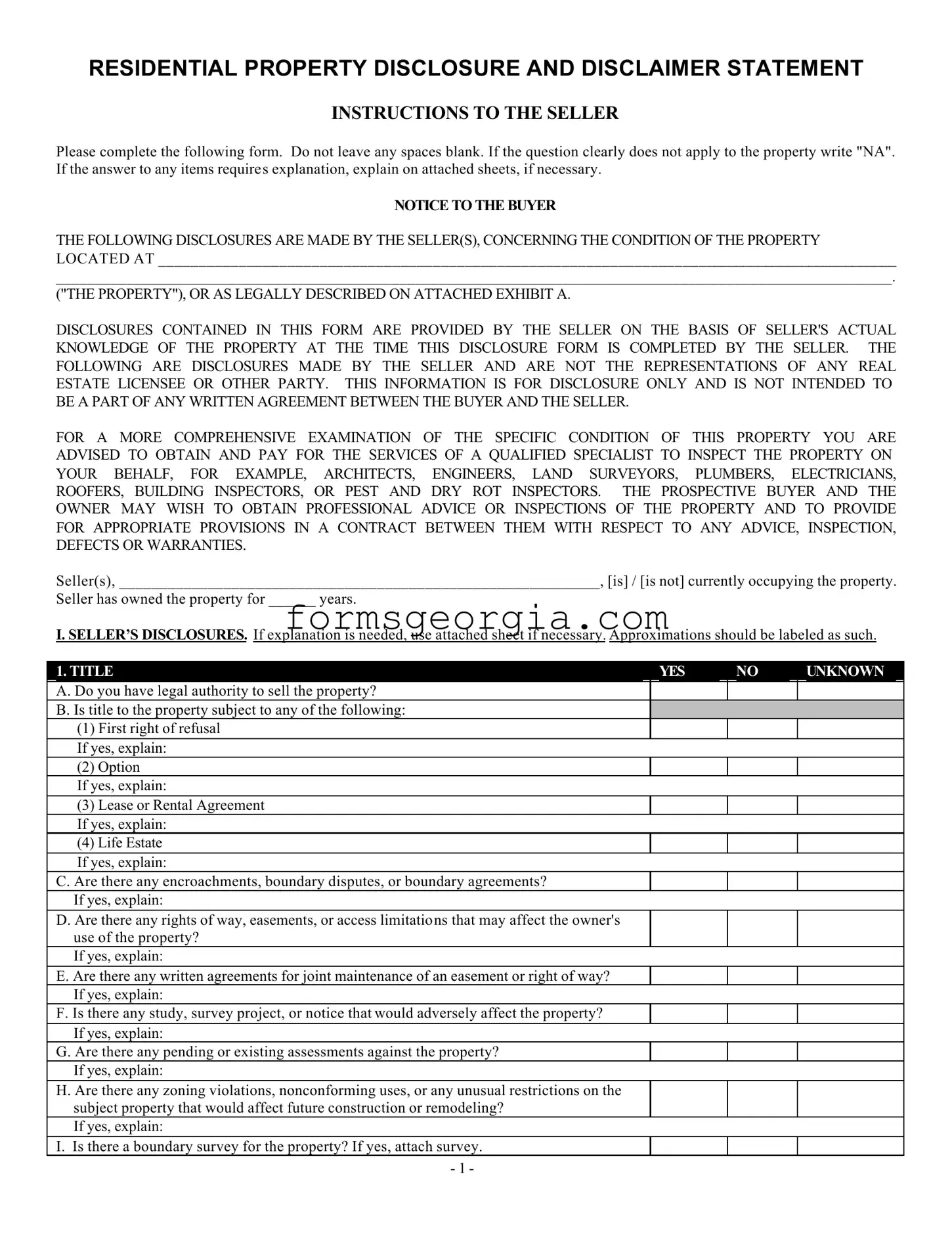 Fill a Valid Georgia Residential Real Estate Template