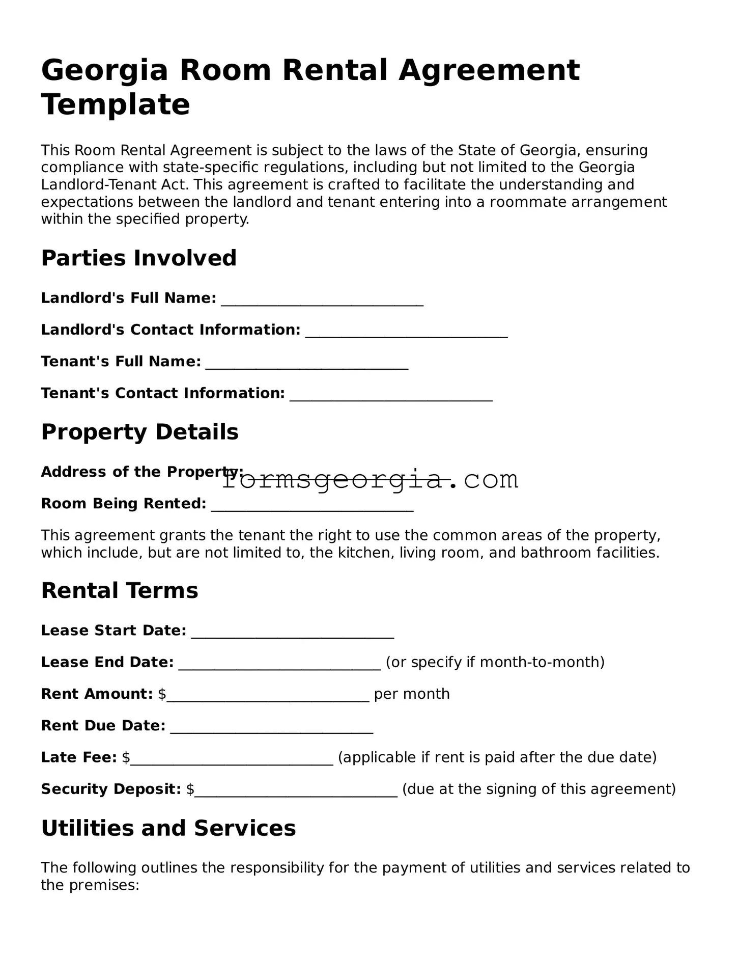 Attorney-Approved Georgia Room Rental Agreement Template