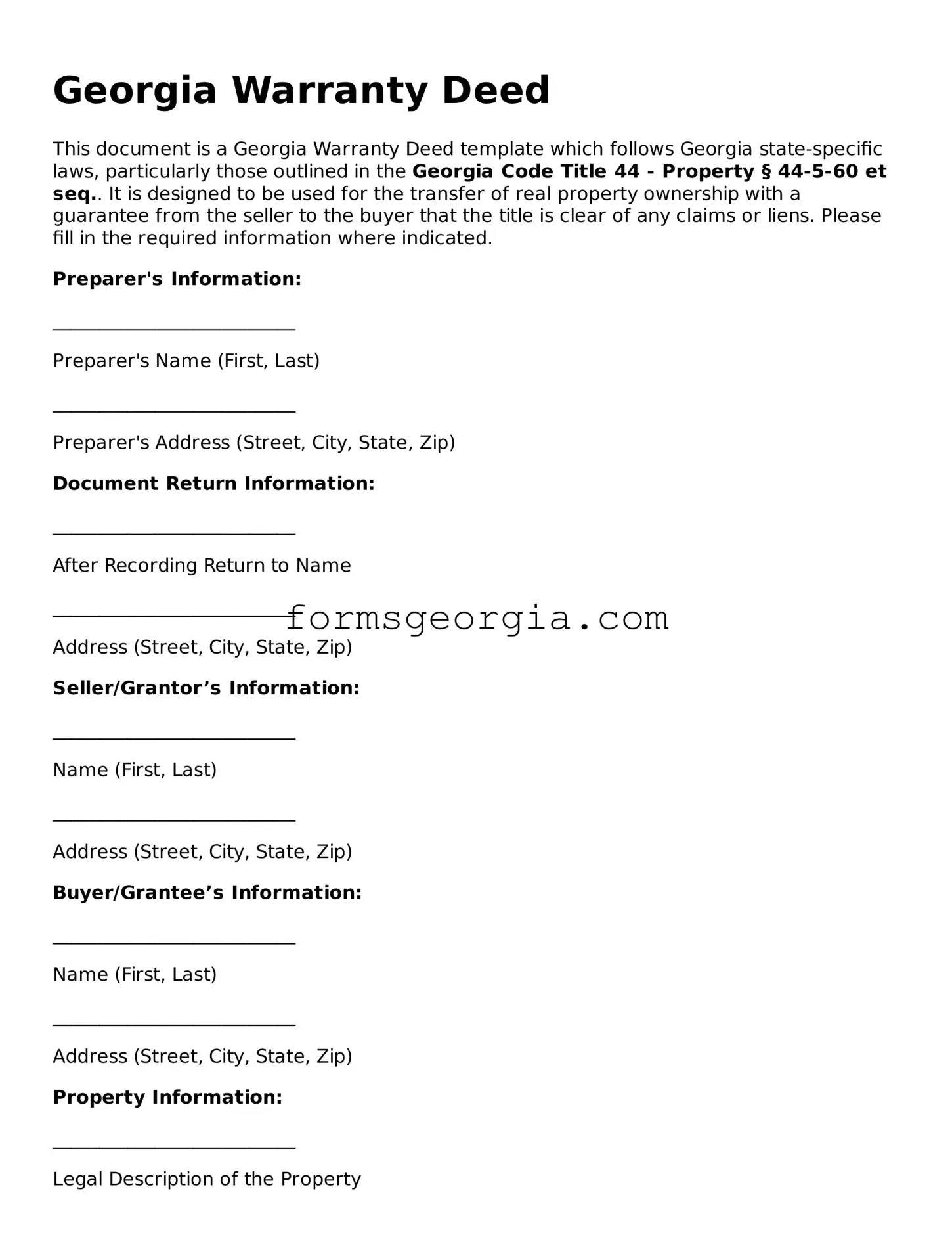 Attorney-Approved Georgia Deed Template