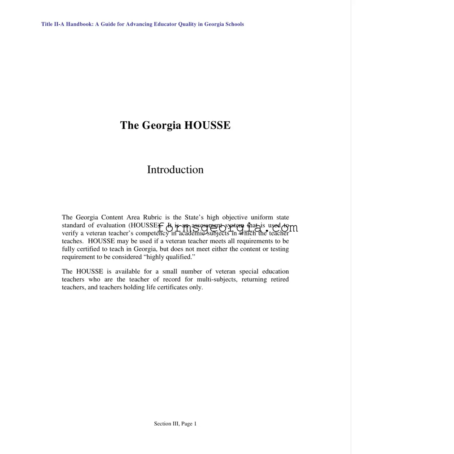 Fill a Valid Housse Rubric Georgia Template
