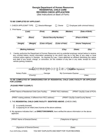Fill a Valid Georgia 5579 Template