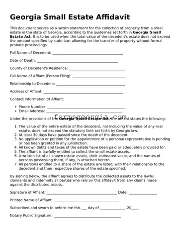 Attorney-Approved Georgia Small Estate Affidavit Template