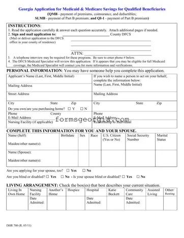 Fill a Valid Georgia Application For Medicaid Template