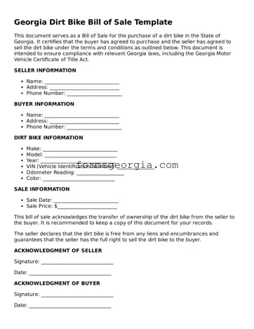 Attorney-Approved Georgia Dirt Bike Bill of Sale Template