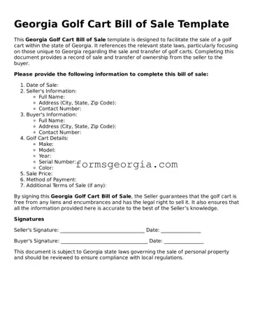 Attorney-Approved Georgia Golf Cart Bill of Sale Template