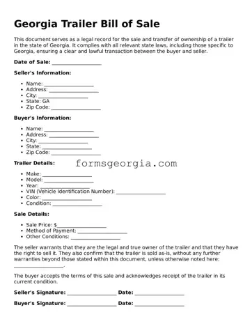 Attorney-Approved Georgia Trailer Bill of Sale Template