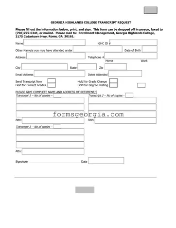 Fill a Valid Georgia College Transcript Request Template