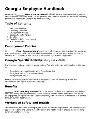 Attorney-Approved Georgia Employee Handbook Template