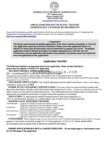 Fill a Valid Georgia Cosmetology Reciprocity Template