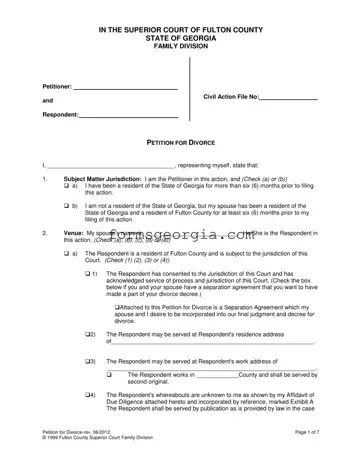 Fill a Valid Georgia Divorce Template