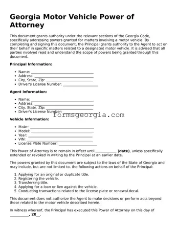 Attorney-Approved Georgia Motor Vehicle Power of Attorney Template