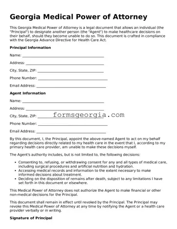Attorney-Approved Georgia Medical Power of Attorney Template