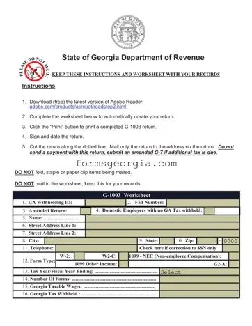 Fill a Valid Georgia G 1003 Template