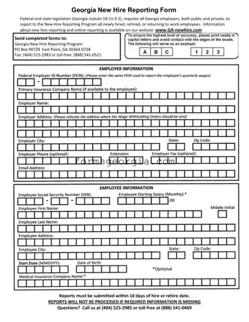 Fill a Valid Georgia Hire Reporting Template