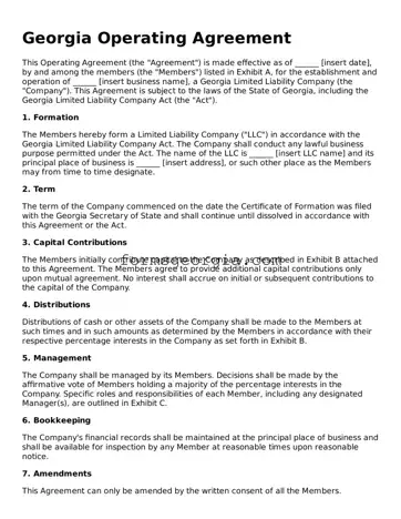 Attorney-Approved Georgia Operating Agreement Template