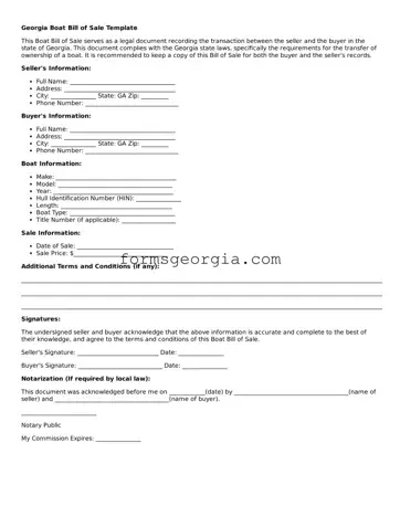 Attorney-Approved Georgia Boat Bill of Sale Template