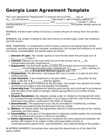 Attorney-Approved Georgia Loan Agreement Template