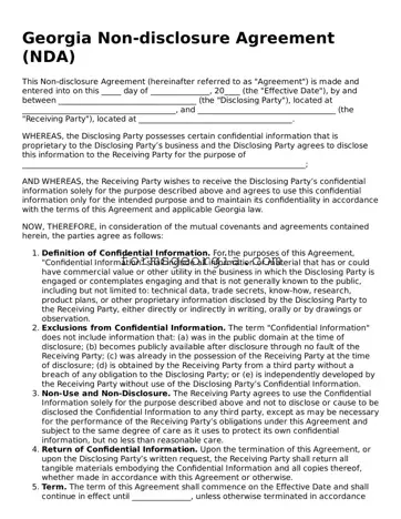 Attorney-Approved Georgia Non-disclosure Agreement Template