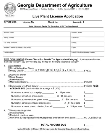 Fill a Valid Georgia Plant License Application Template