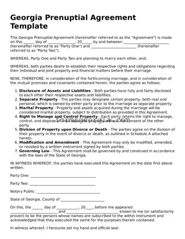 Attorney-Approved Georgia Prenuptial Agreement Template