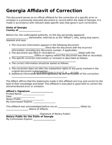 Attorney-Approved Georgia Affidavit of Correction Template