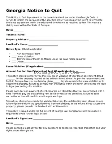 Attorney-Approved Georgia Notice to Quit Template